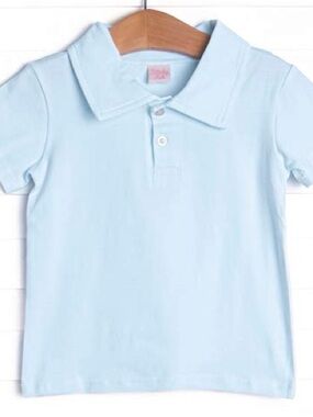 Stitchy Fish Parker Polo Shirt for Kids short sleeve - Light Blue - 12M NWT